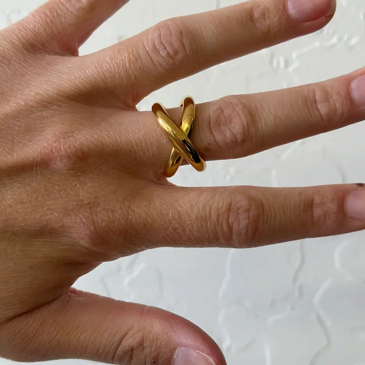 Gold Crossed Ring (M&S)