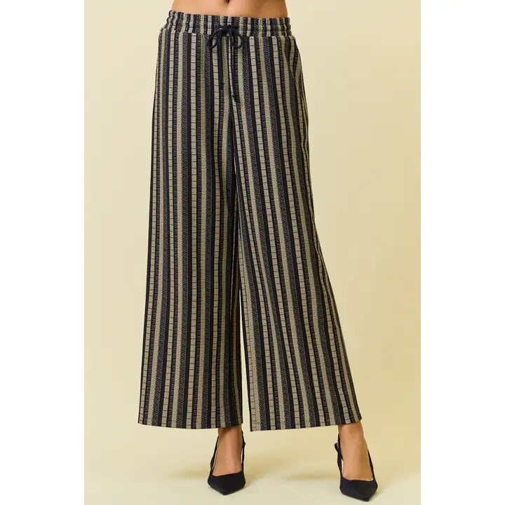 Striped Knit Jacquard Ankle Pants