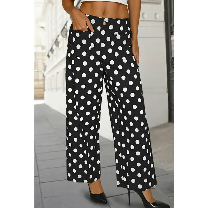 Polka Dot Square Patch Pocket Pants