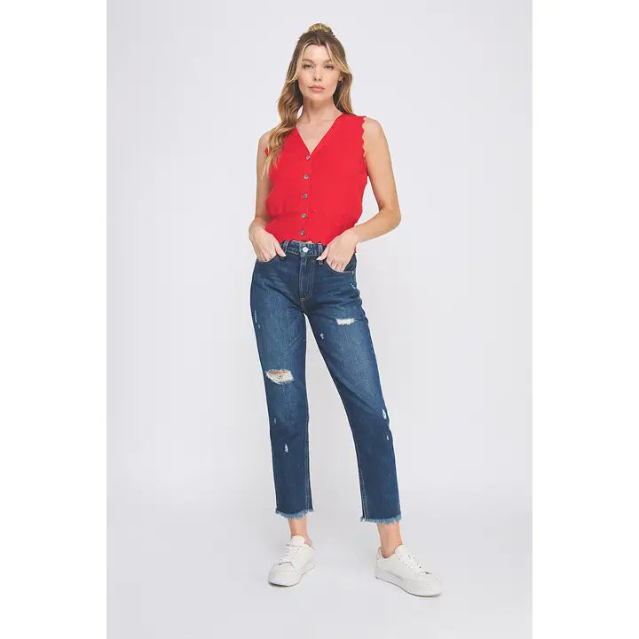 Pointelle Knit Button Up
