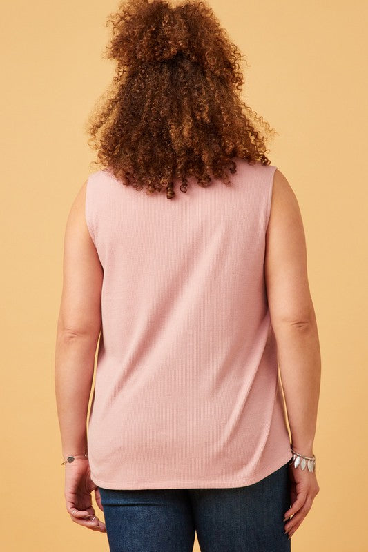 Waffle Knit Pocket Tank (Plus)