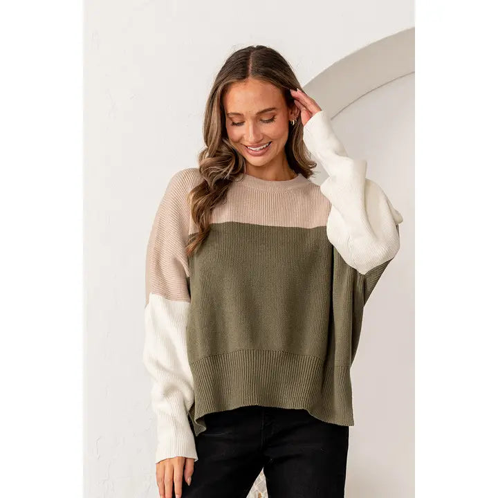 Plus Oversized Color Block Sweater