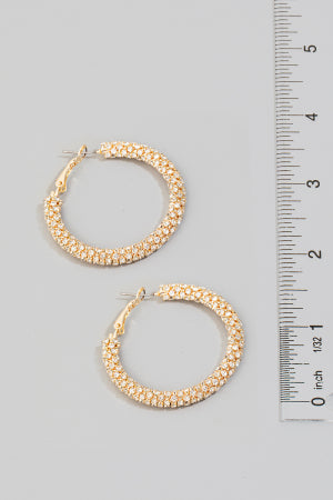 Rhinestone Studded Small Hoop Earrings