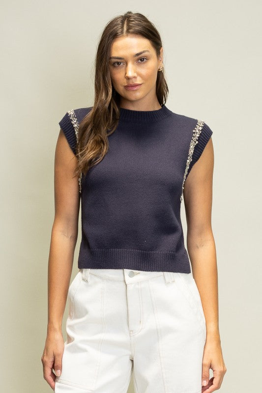 Jewel Embellished Sweater Vest