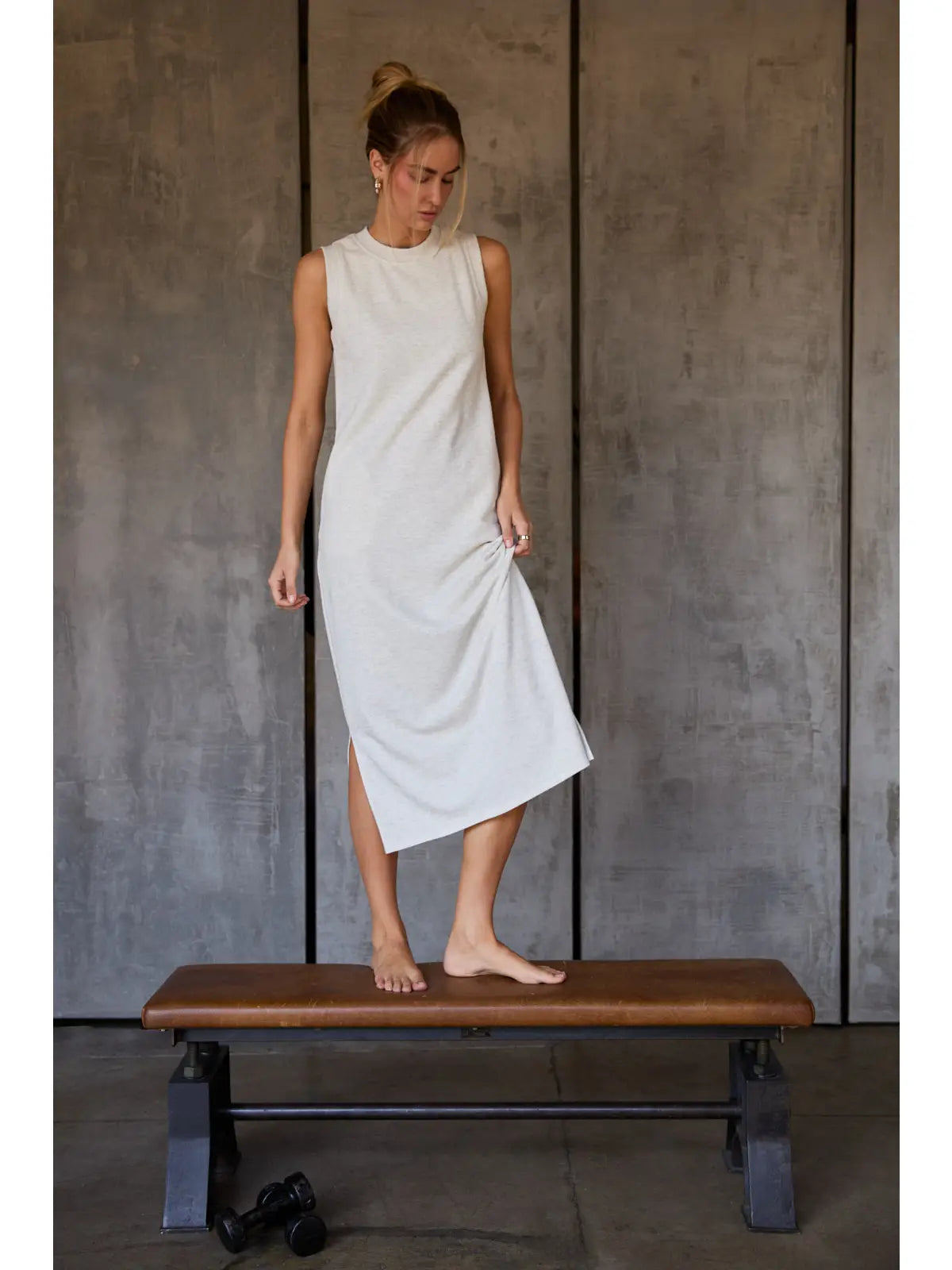 Round Neck Sleeveless Slit Maxi Dress