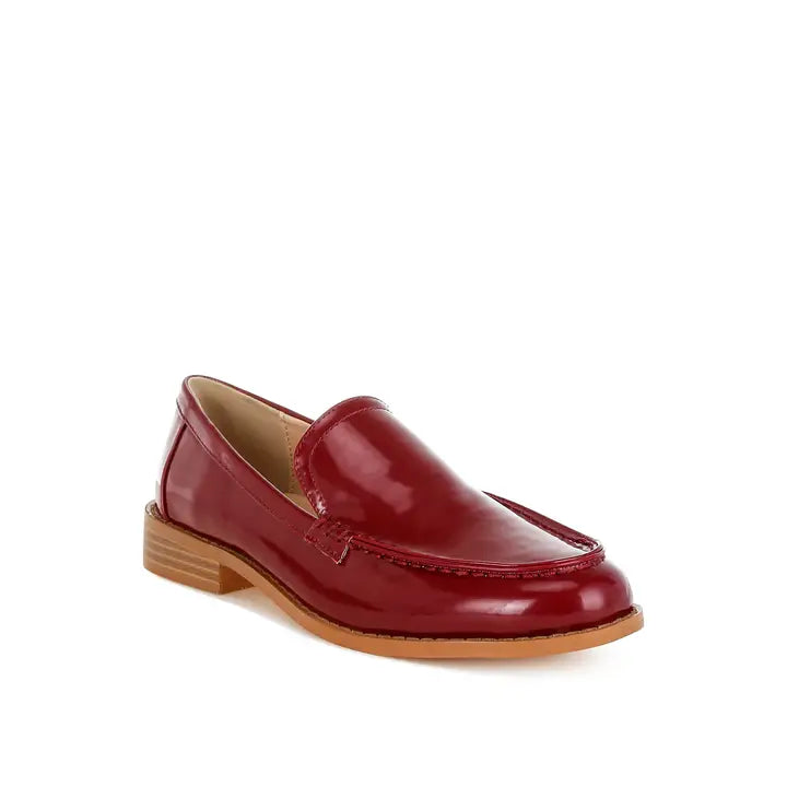 Pleather Stacked Heel Loafers