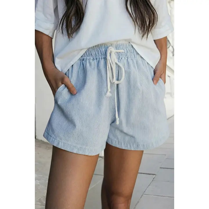 Stripe Drawstring Waist Shorts