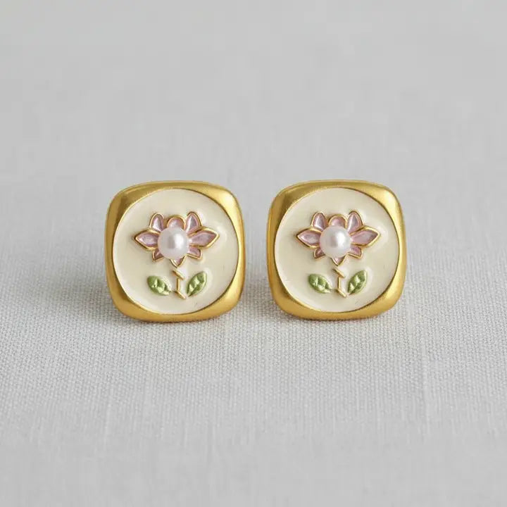 Artistic Floral Stud Earrings