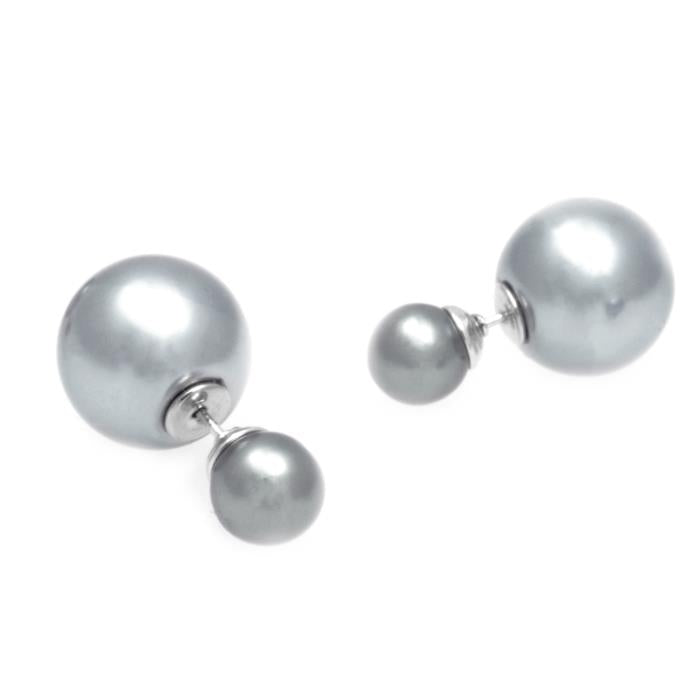 Gray Pearl 2-Sided Stud Earrings