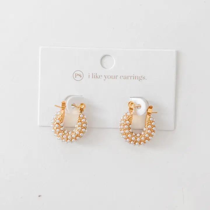 Huggie Pearl Earrings