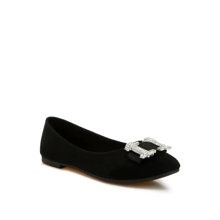 Rhinestone Buckle Detail Ballerina Shoes