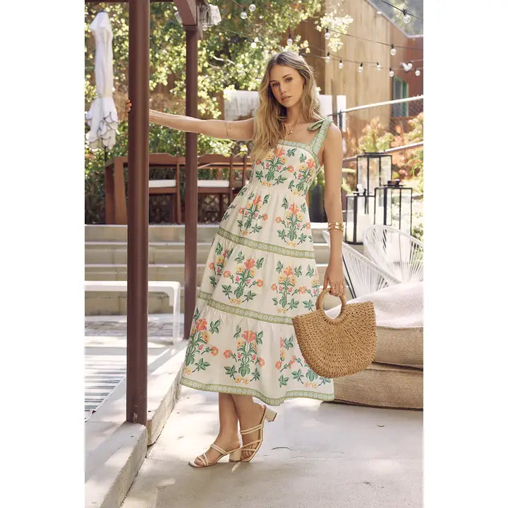 Romantic Midi Dress w/ Shoulder Tie
