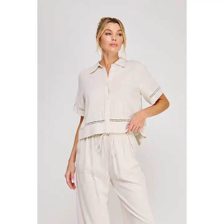 Linen Blend Button Up Shirt