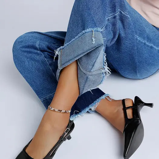 Slingback Pin Buckle Kitten Heel