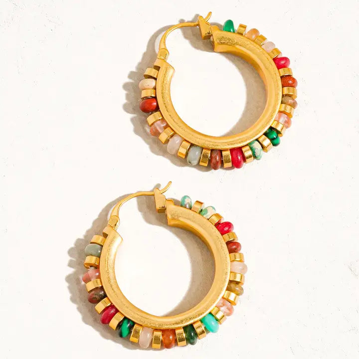 Capri Color Beaded Hoop Earrings