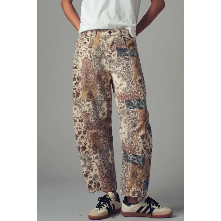 Boho Patchwork Wide Leg Pants
