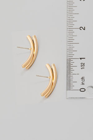 Double Metallic Bar Stud Drop Earrings