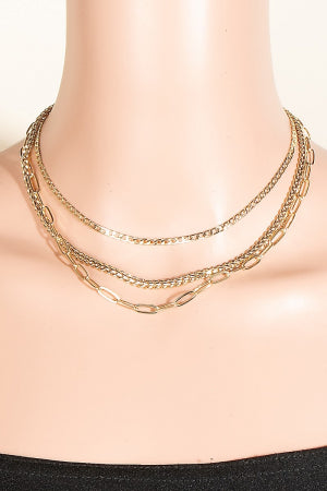 Mixed Layered Chain Style Necklace