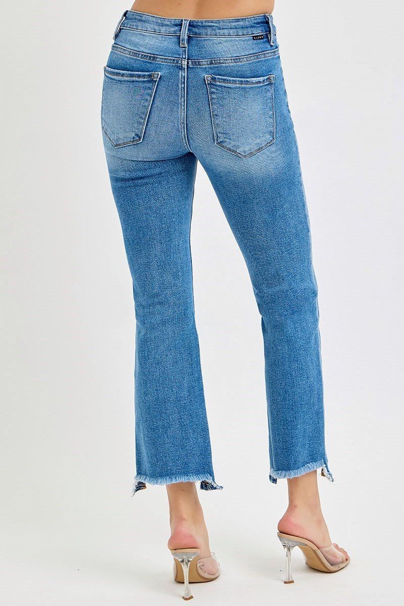 MR Crop Bootcut Unbalanced Hem Jeans