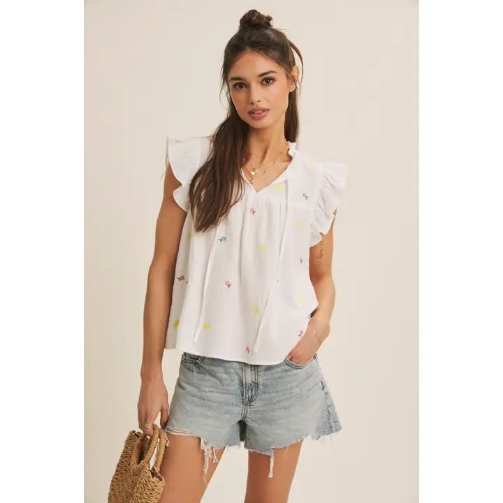 Easy Drape Gauze Ruffle Blouse