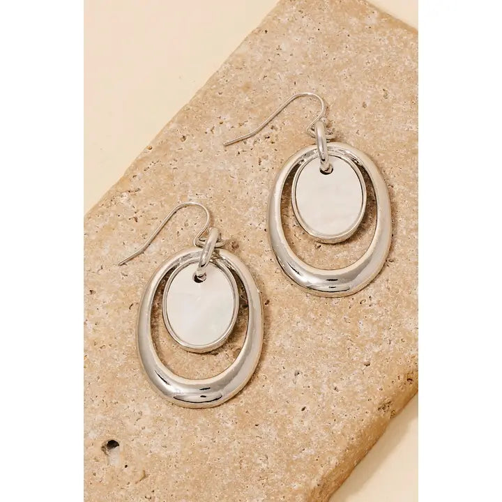 Oval Mother of Pearl Dangle Earrings