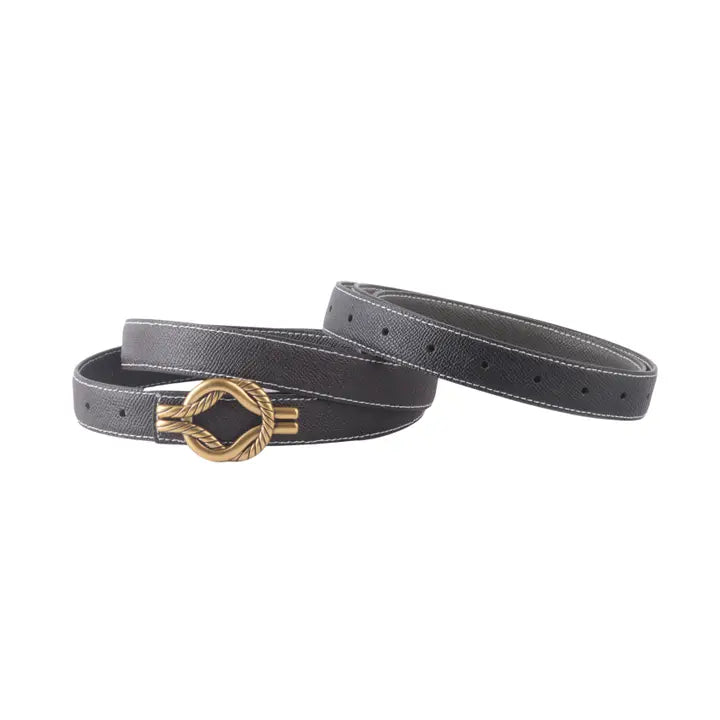 Reversible Linked Chain Buckle Leather Belt