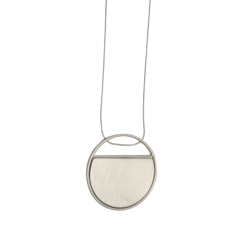 Brushed Circle Pendant Necklace