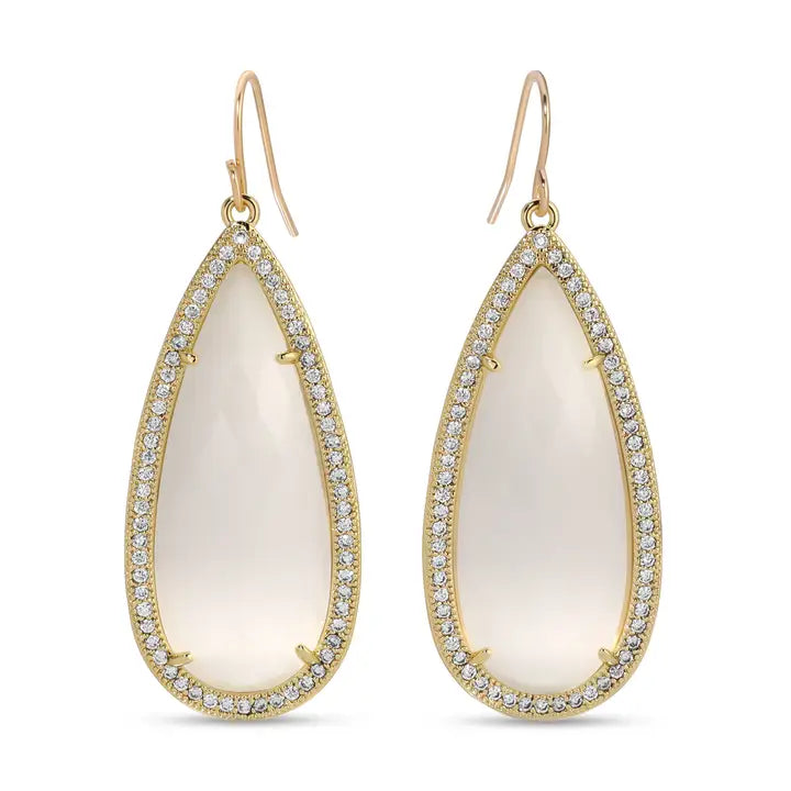 Long Shimmer Stone Earrings