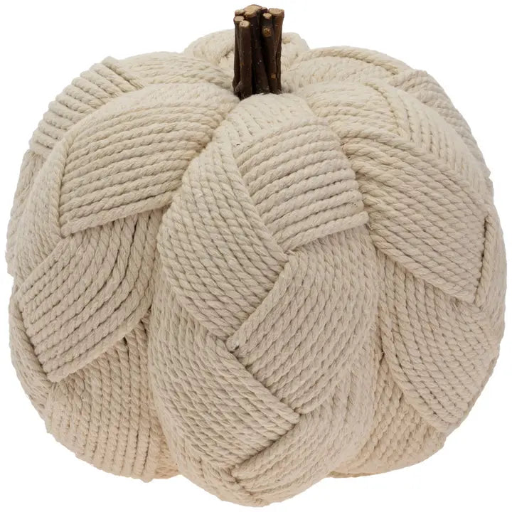 8.5" Woven Cream Pumpkin