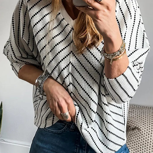 Chevron Strip Long Sleeve Top