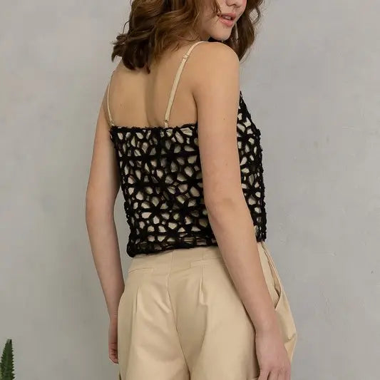 Crochet Floral Spaghetti Strap Top