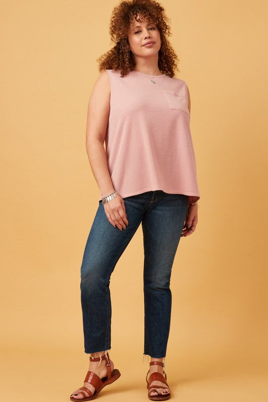 Waffle Knit Pocket Tank (Plus)