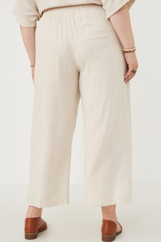 Wide Leg Tie Waist Pants (Plus)
