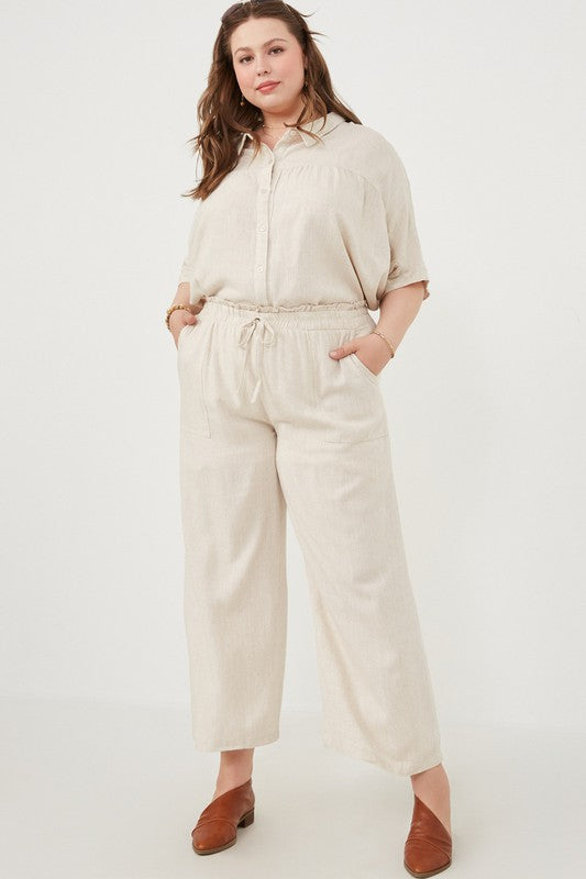 Wide Leg Tie Waist Pants (Plus)