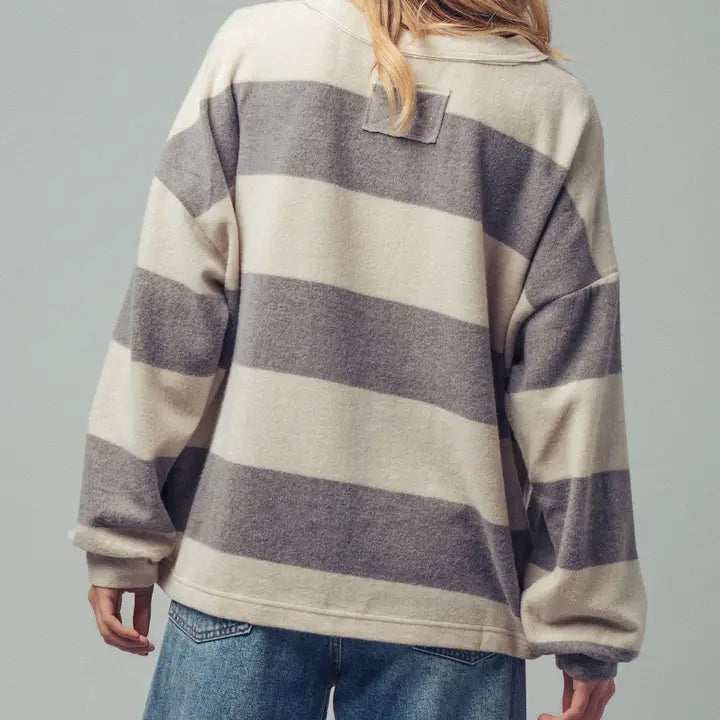 Oversized Striped Hacci Knit Pullover