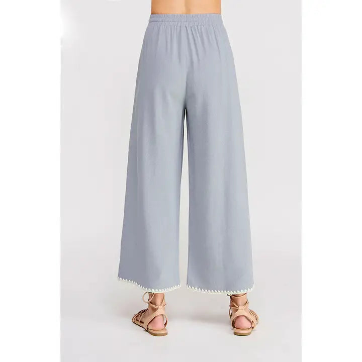 Soft Linen Tie Waist Ankle Pant