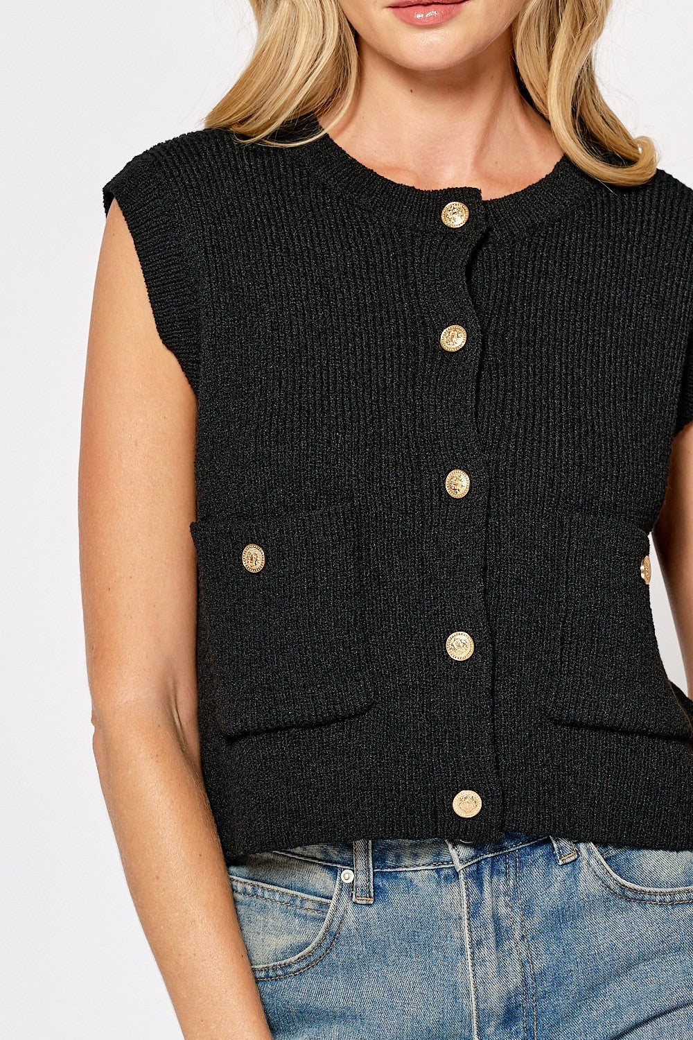 Sweater Vest w/ Gold Buttons