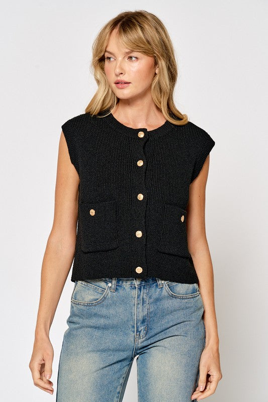 Sweater Vest w/ Gold Buttons