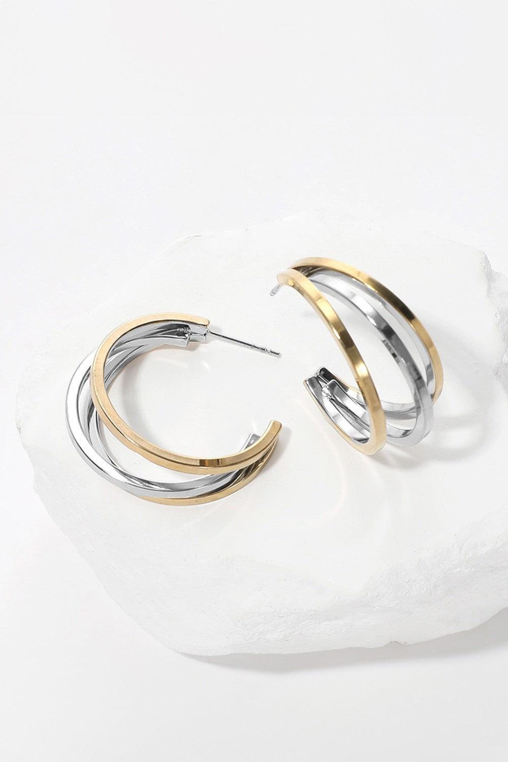 Stainless Steel Split Hoop Earrings