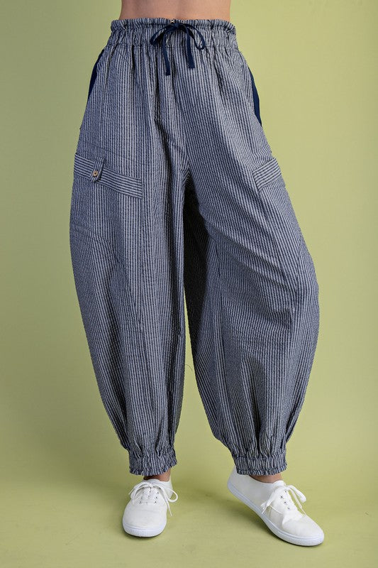 Striped Ankle Parachute Pants