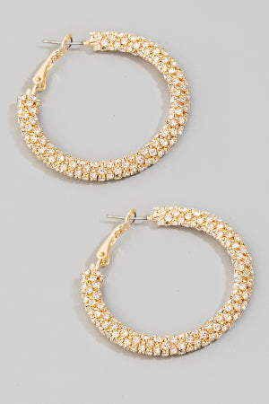 Rhinestone Studded Small Hoop Earrings