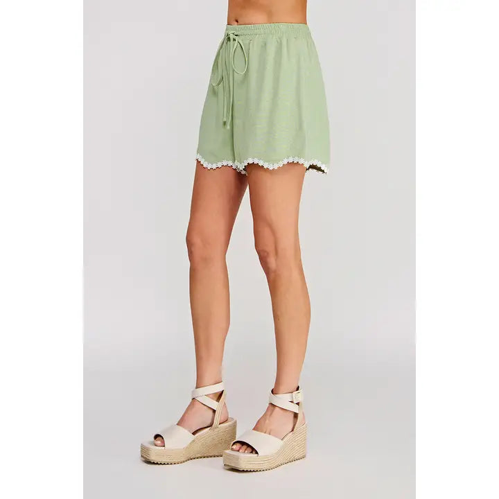 Soft Linen Blend Tie Waist Shorts