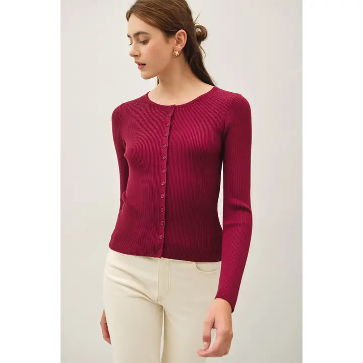 Ribbed Button Up Cardigan