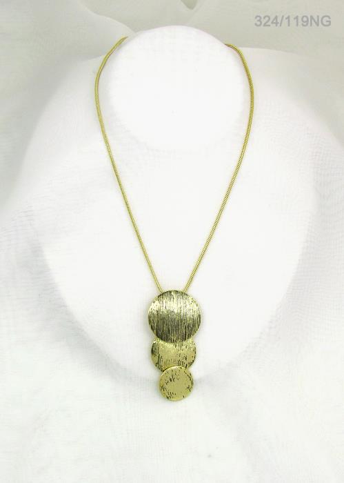 Gold Brush Triple Disc Pendant Necklace