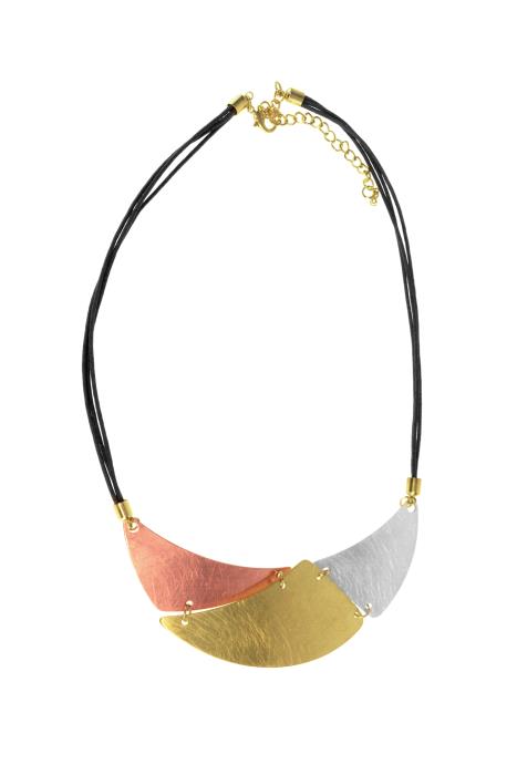 Gold & Tri-Tone Crescent Necklace