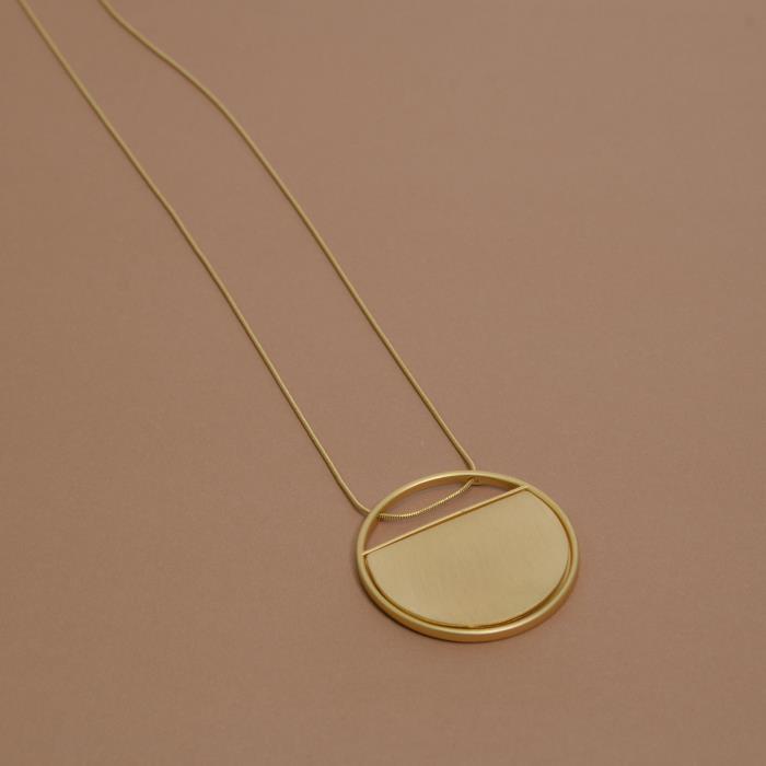 Brushed Circle Pendant Necklace