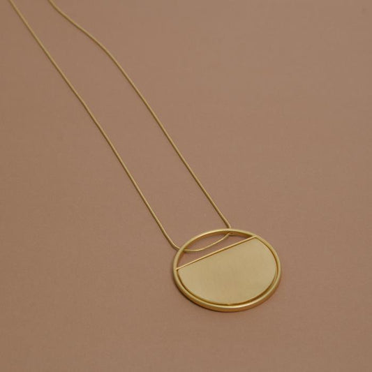 Brushed Circle Pendant Necklace