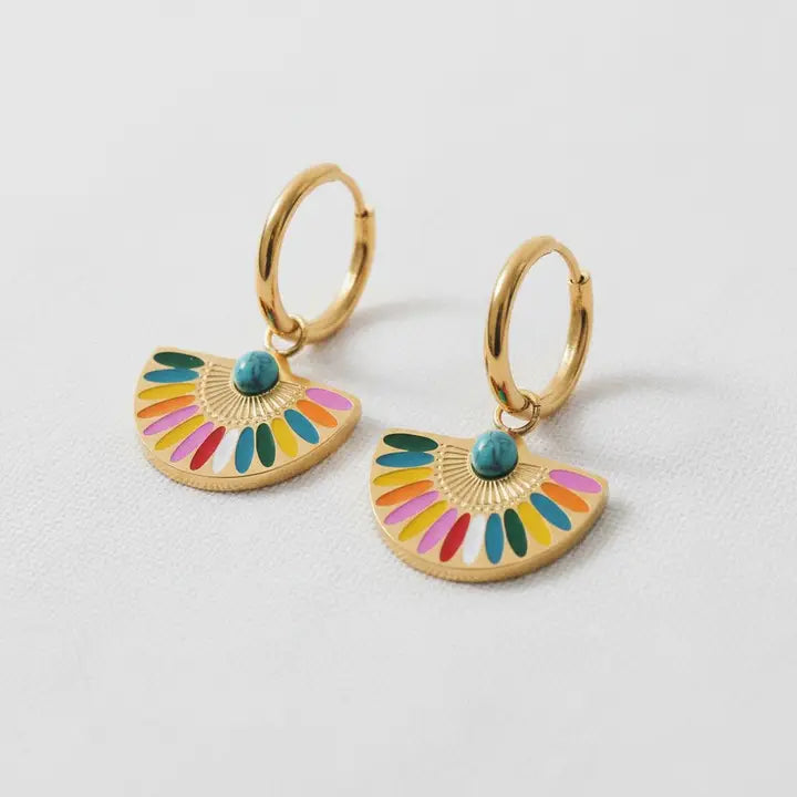 Emerald Fan Drop Earrings