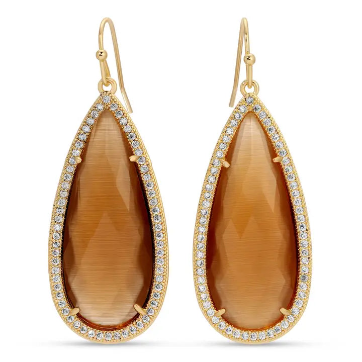 Long Shimmer Stone Earrings