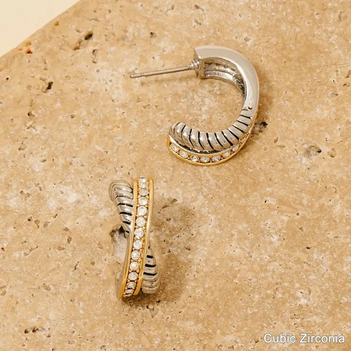 Two Tone Layered Hoop Earrings